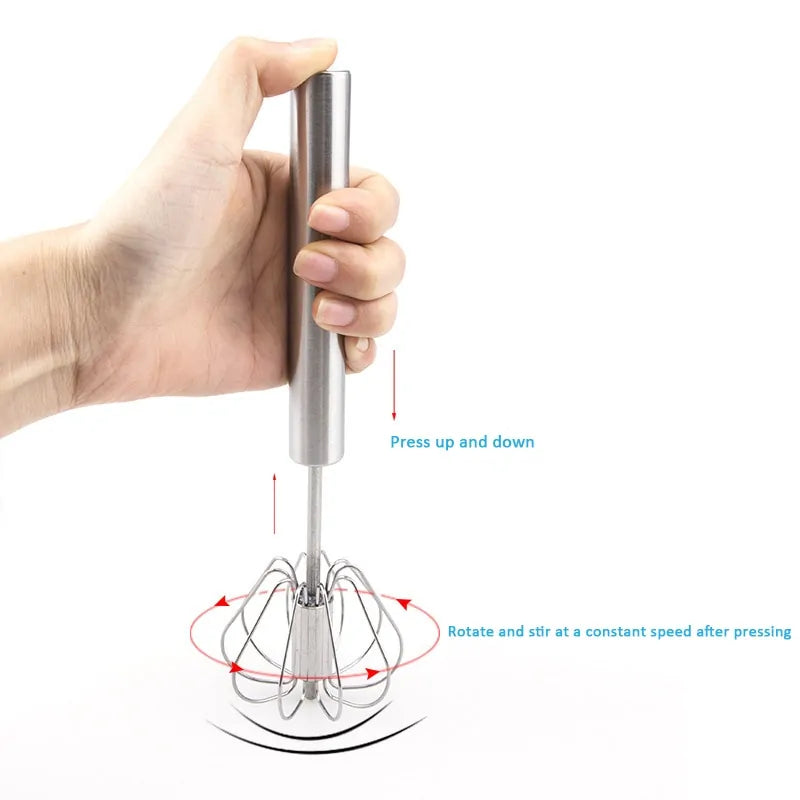 Semi-Automatic 304 Stainless Steel Egg Whisk