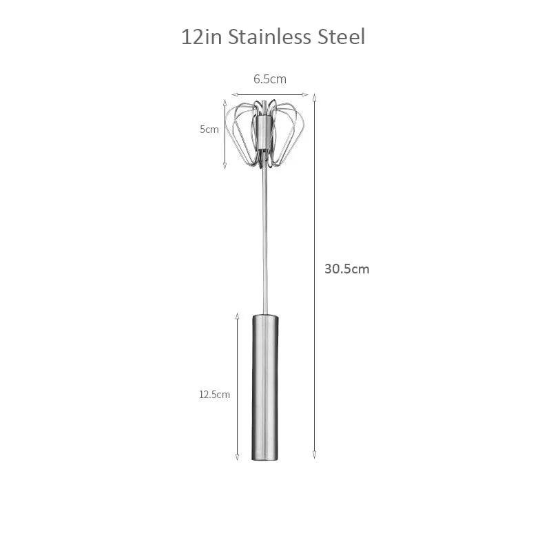 Semi-Automatic 304 Stainless Steel Egg Whisk