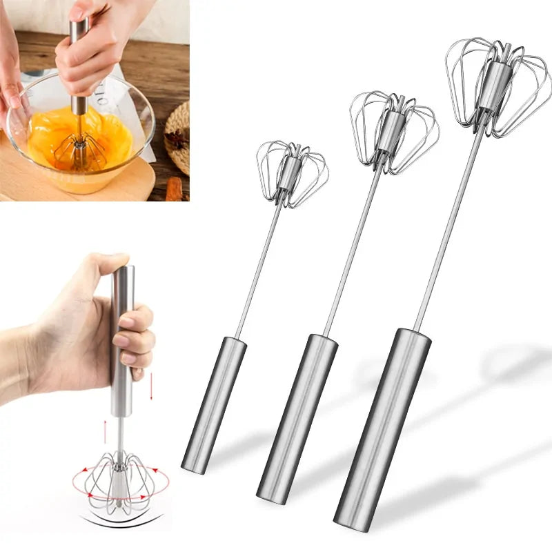 Semi-Automatic 304 Stainless Steel Egg Whisk