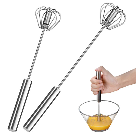 2-Pack Stainless Steel Egg Whisks – Manual Hand Mixer