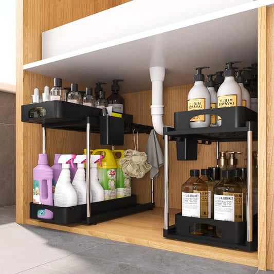 2-Pack Adjustable Under Sink Organizer